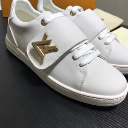 Replica Louis Vuitton White Gold Logo Low-Top Sneakers