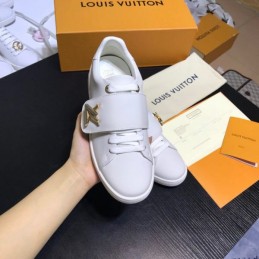 Replica Louis Vuitton White Gold Logo Low-Top Sneakers