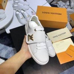 Replica Louis Vuitton White Gold Logo Low-Top Sneakers
