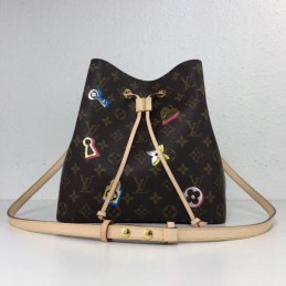 Replica Louis Vuitton Brown Monogram Gold Buckle Neo Noe MM