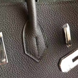 Replica Hermes Black Textured Leather Birkin 35 Palladium Hardware Bag