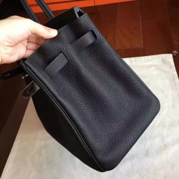 Replica Hermes Black Textured Leather Birkin 35 Palladium Hardware Bag