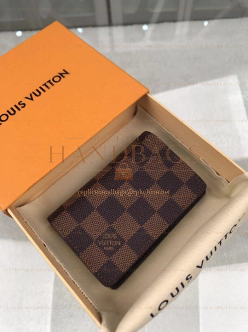 Replica Louis Vuitton Brown Damier Ebene Pocket Organizer