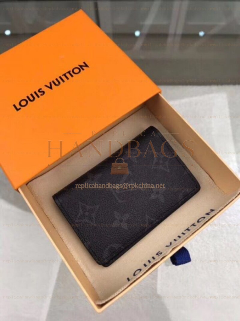 Replica Louis Vuitton Black Monogram Eclipse Pocket Organizer - Style 2