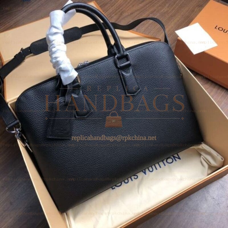 Replica Louis Vuitton Black Taiga Leather Victor Briefcase