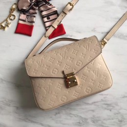 Replica Louis Vuitton Beige Embossed Monogram Metis Pochette