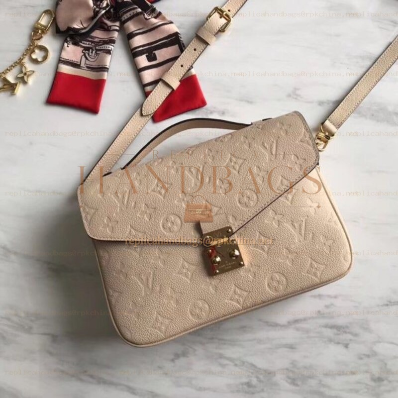 Replica Louis Vuitton Beige Embossed Monogram Metis Pochette