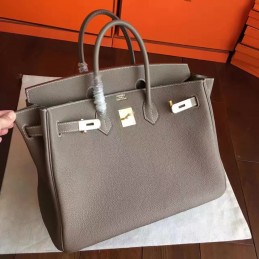 Replica Hermes Taupe Birkin 35 Gold Hardware Bag