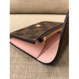 Replica Louis Vuitton Brown Damier Ebene Pale Pink Rosalie Coin Purse