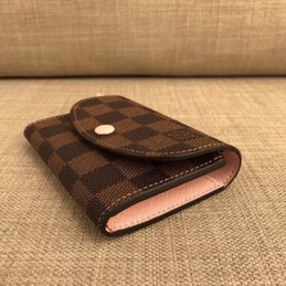 Replica Louis Vuitton Brown Damier Ebene Pale Pink Rosalie Coin Purse