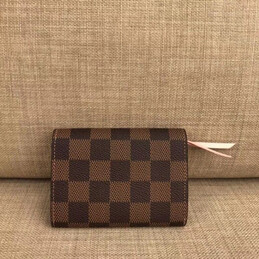 Replica Louis Vuitton Brown Damier Ebene Pale Pink Rosalie Coin Purse