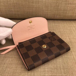 Replica Louis Vuitton Brown Damier Ebene Pale Pink Rosalie Coin Purse