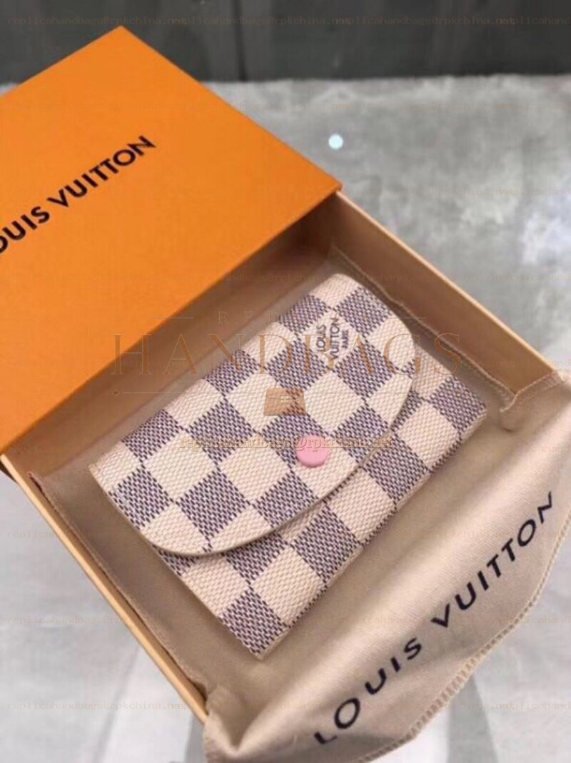 Replica Louis Vuitton White Damier Azur Pink Rosalie Coin Purse