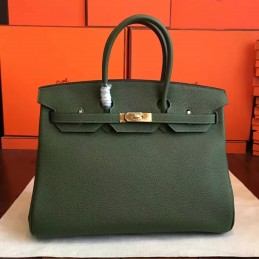 Replica Hermes Green Birkin 35 Gold Hardware Bag