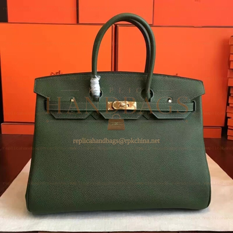 Replica Hermes Green Birkin 35 Gold Hardware Bag