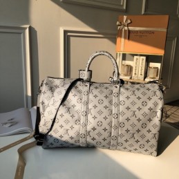 Replica Louis Vuitton White Monogram Keepall Bandouliere 45