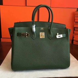 Replica Hermes Green Birkin 35 Gold Hardware Bag