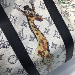 Replica Louis Vuitton White Savane Chapman Keepall Bandouliere 45