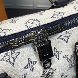 Replica Louis Vuitton White Savane Chapman Keepall Bandouliere 45