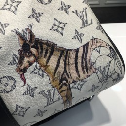 Replica Louis Vuitton White Savane Chapman Keepall Bandouliere 45
