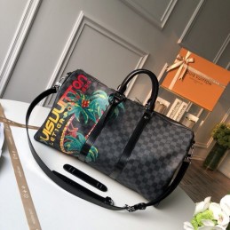 Replica Louis Vuitton Damier Graphite Palm Tree Keepall Bandouliere 45