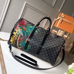 Replica Louis Vuitton Damier Graphite Palm Tree Keepall Bandouliere 45