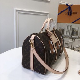 Replica Louis Vuitton Brown Monogram Animal Print Keepall Bandouliere 45