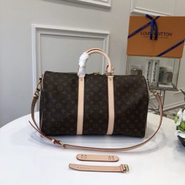 Replica Louis Vuitton Brown Monogram Animal Print Keepall Bandouliere 45