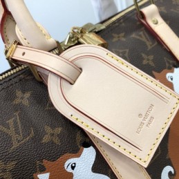 Replica Louis Vuitton Brown Monogram Animal Print Keepall Bandouliere 45