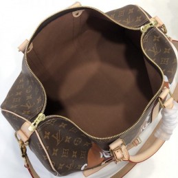 Replica Louis Vuitton Brown Monogram Animal Print Keepall Bandouliere 45