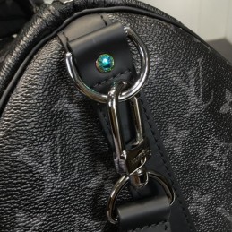 Replica Louis Vuitton Black Monogram Eclipse Stripe Keepall Bandouliere 45