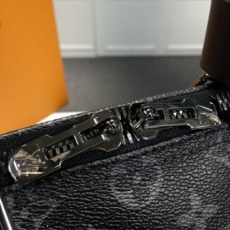 Replica Louis Vuitton Black Monogram Eclipse Stripe Keepall Bandouliere 45