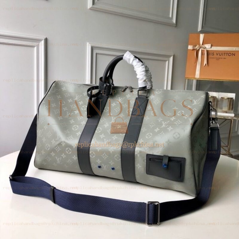 Replica Louis Vuitton Gray Monogram Alpha Keepall Bandouliere 50