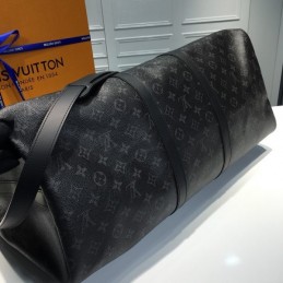 Replica Louis Vuitton Black Monogram Eclipse Keepall Bandouliere 55 - Style 2