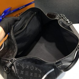 Replica Louis Vuitton Black Monogram Eclipse Keepall Bandouliere 55 - Style 2