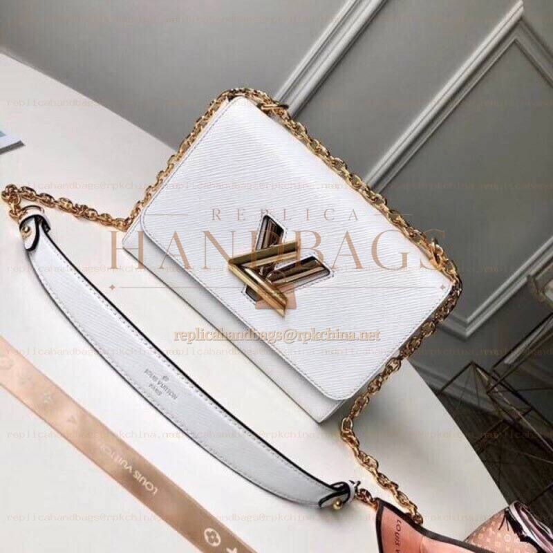 Replica Louis Vuitton White Textured Chain Twist MM