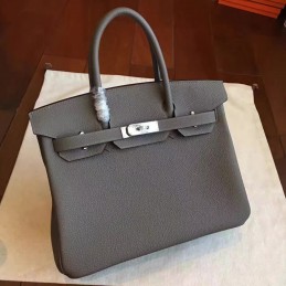 Replica Hermes Gray Birkin 30 Palladium Hardware Bag
