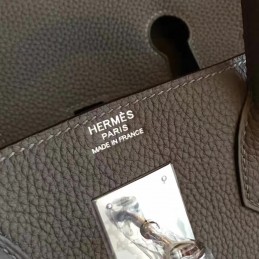 Replica Hermes Gray Birkin 30 Palladium Hardware Bag