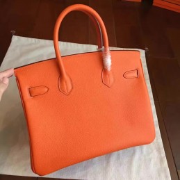 Replica Hermes Orange Birkin 30 Palladium Hardware Bag
