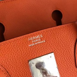 Replica Hermes Orange Birkin 30 Palladium Hardware Bag