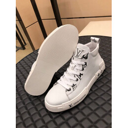 Replica Louis Vuitton White High Top Sneakers Black Laces