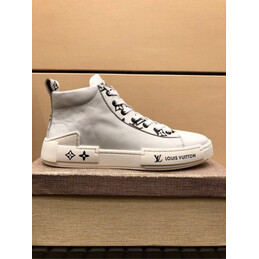 Replica Louis Vuitton White High Top Sneakers Black Laces