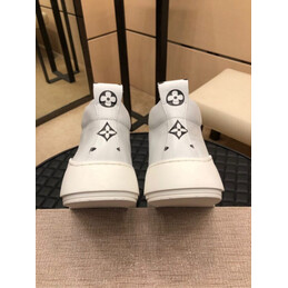 Replica Louis Vuitton White High Top Sneakers Black Laces