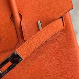 Replica Hermes Orange Birkin 30 Palladium Hardware Bag