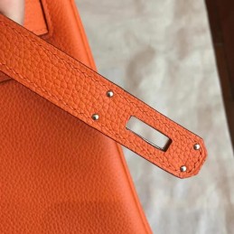 Replica Hermes Orange Birkin 30 Palladium Hardware Bag