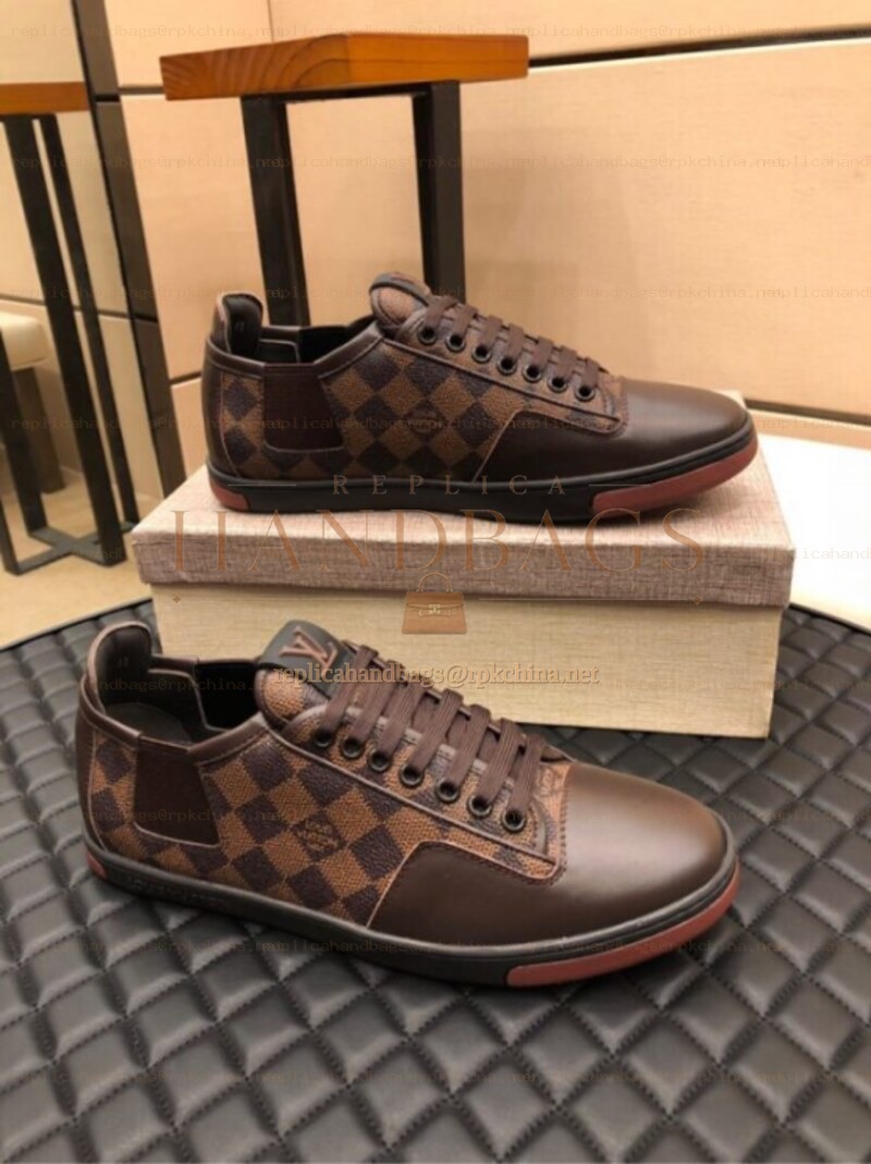 Replica Louis Vuitton Brown Damier Low Top Sneakers