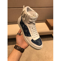 Replica Louis Vuitton Navy Blue Monogram High Top Sneakers