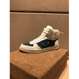 Replica Louis Vuitton Navy Blue Monogram High Top Sneakers