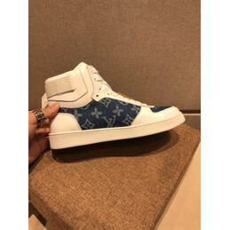 Replica Louis Vuitton Navy Blue Monogram High Top Sneakers