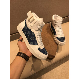 Replica Louis Vuitton Navy Blue Monogram High Top Sneakers